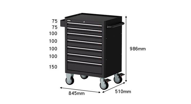 Mobile Tool Cabinet — Standard EGL-187M — Steel, W845xD510xH1441 mm