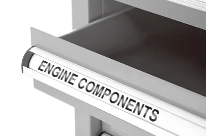 Mobile Tool Cabinet — Standard — Full length aluminum handles and labels