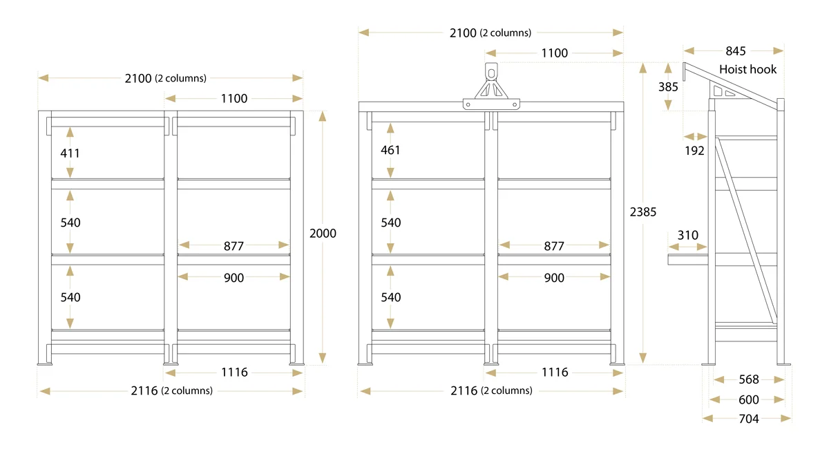 MB-206 Mould Rack dimensions guide