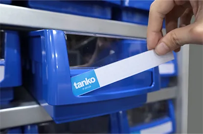 Parts Cabinet — Colored label