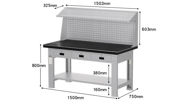 Benchwork — WA(1500mm) — Perforated board+Shelf