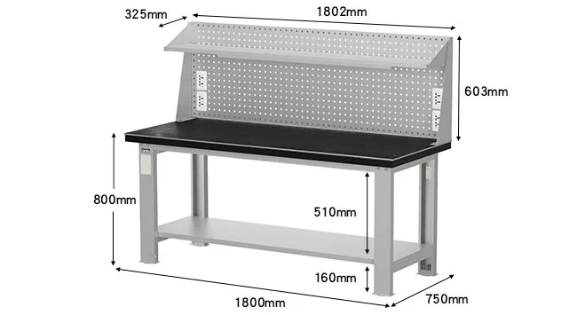 Benchwork — WA(1800mm) — Perforated board+Shelf+ Socket+Light